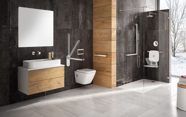Un bagno senza barriere con i maniglioni Provex